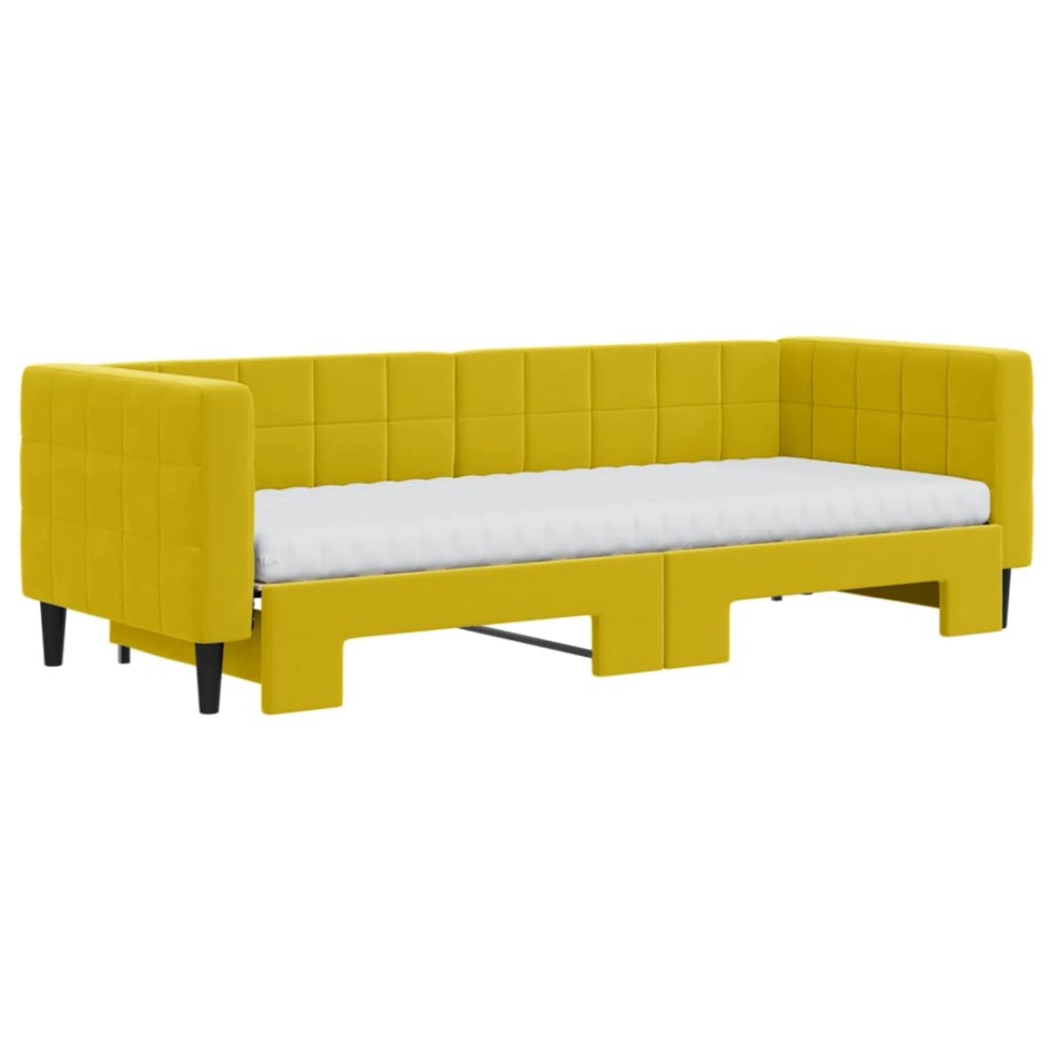 Sofá cama nido con colchón terciopelo amarillo 80x200