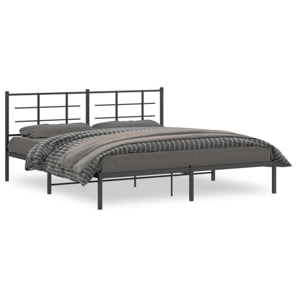 Estructura cama sin colchón con cabecero metal negro 183x213