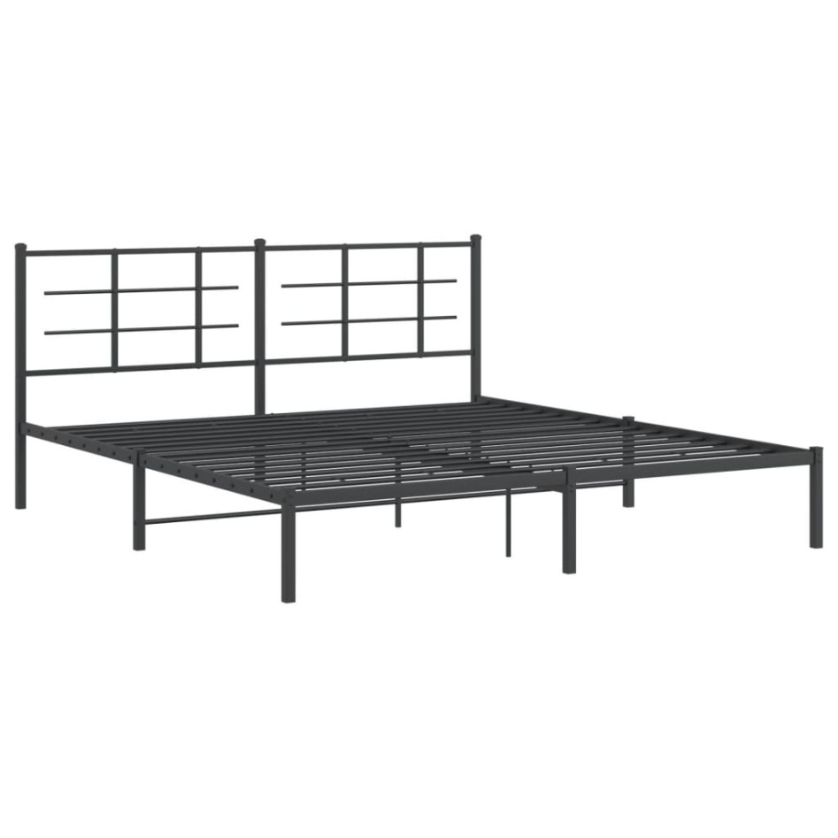 Estructura cama sin colchón con cabecero metal negro 183x213