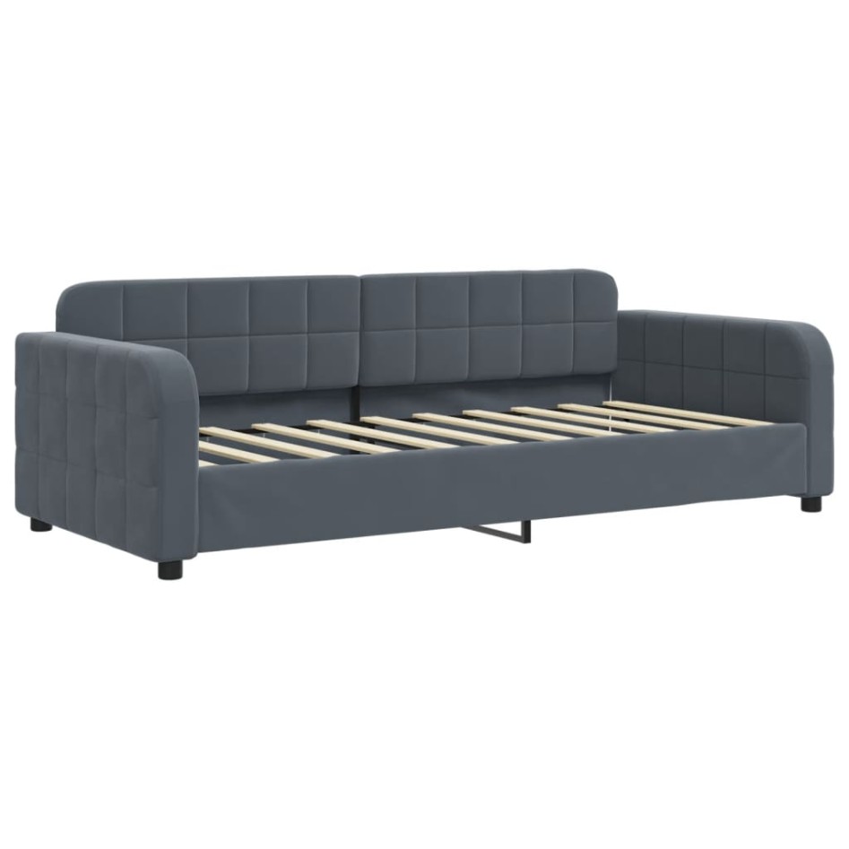 Sofá cama con colchón terciopelo gris oscuro 90x190