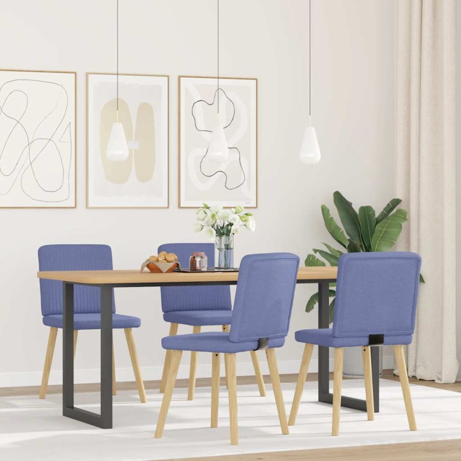Sillas de comedor 4 uds tela azul