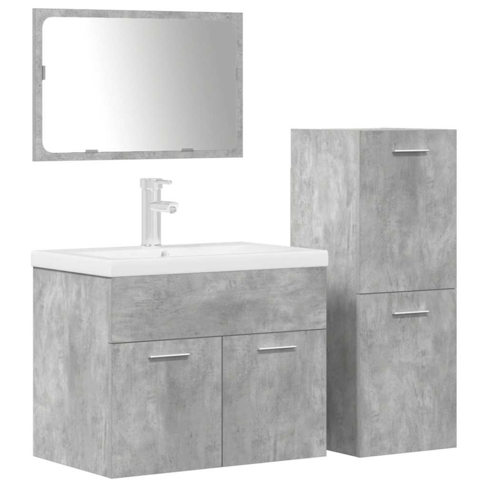 Juego muebles de baño 4 pzas madera contrachapada gris