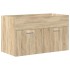 Mueble de baño con lavabo incorporado y grifo roble