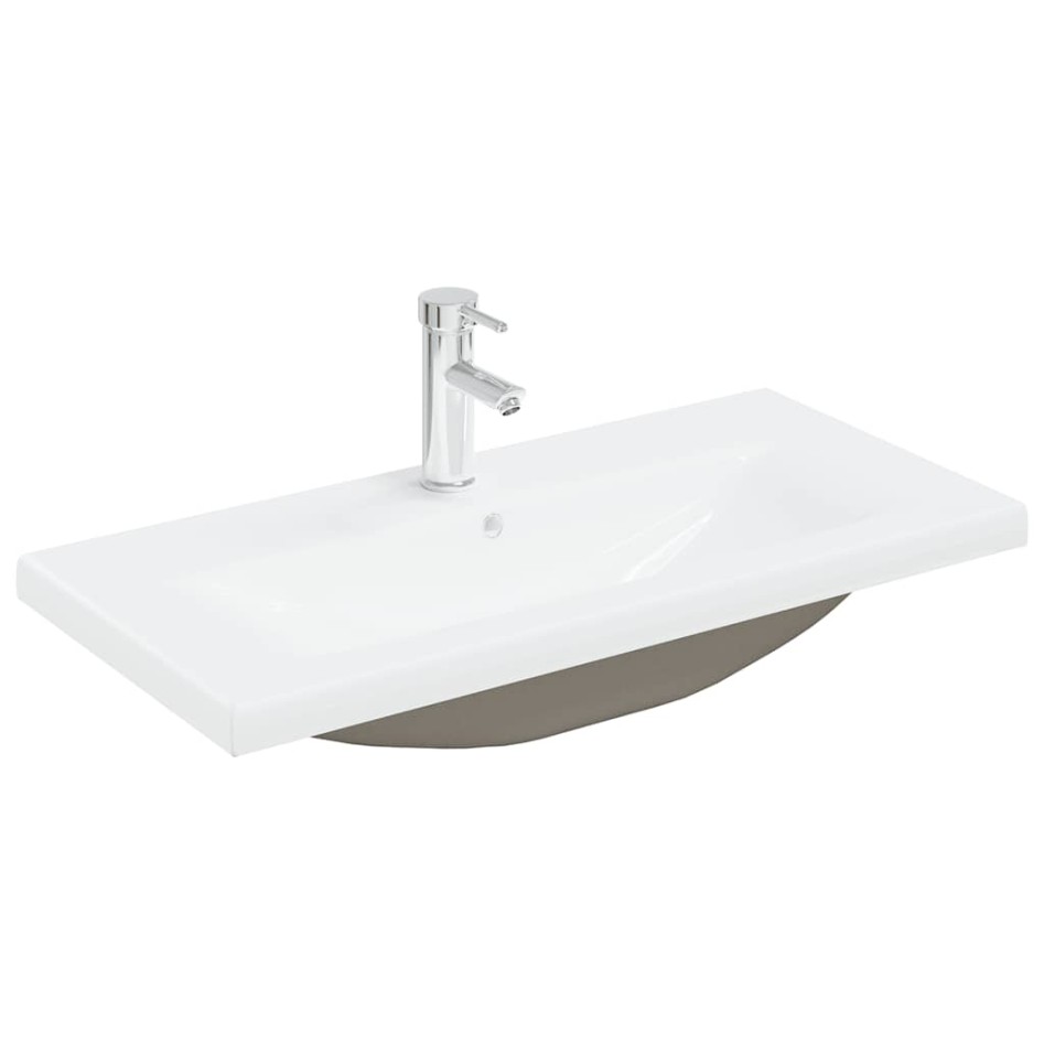 Mueble de baño con lavabo incorporado y grifo roble
