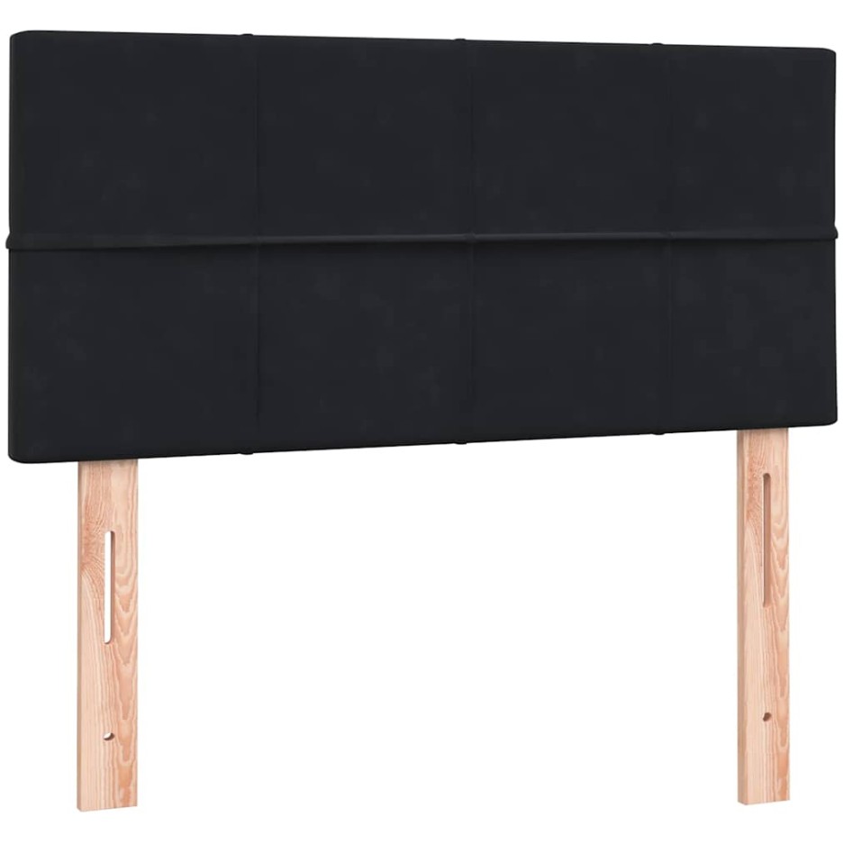 Cama box spring con colchón terciopelo negro 90x220