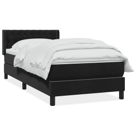 Cama box spring con colchón terciopelo negro 90x220