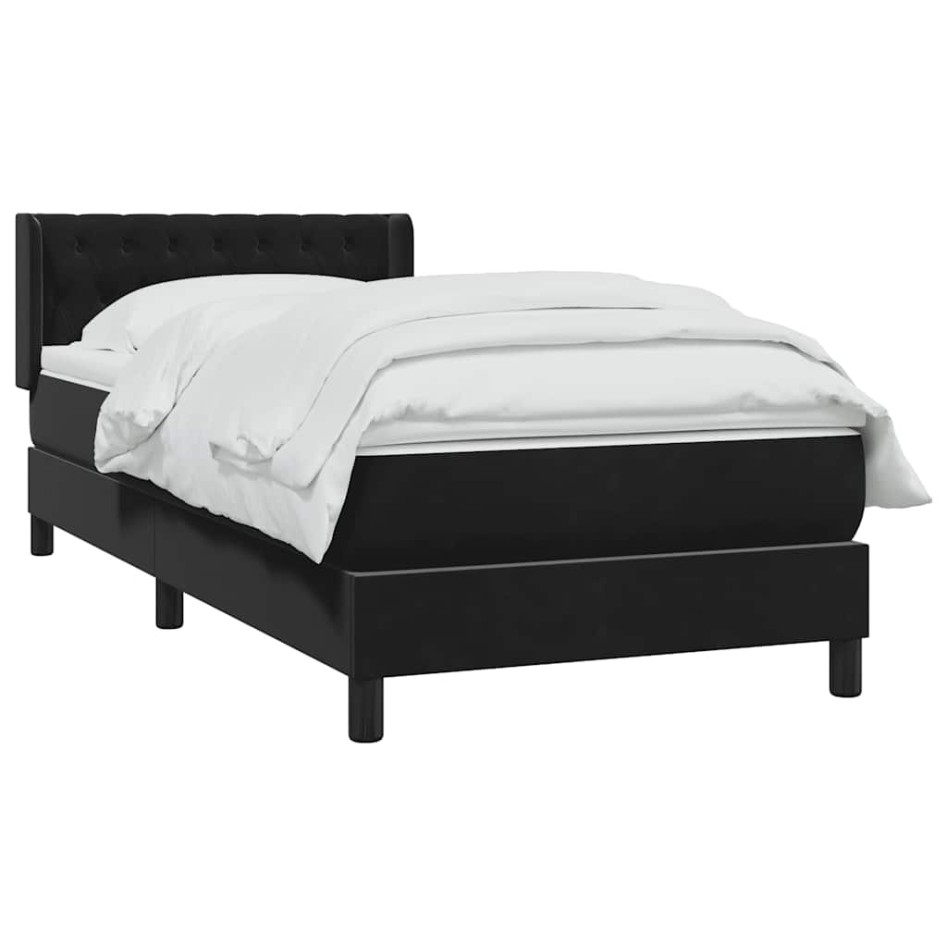 Cama box spring con colchón terciopelo negro 90x220