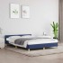 Estructura de cama con cabecero sin colchón tela azul