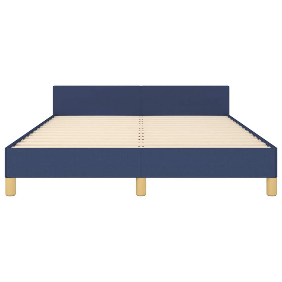 Estructura de cama con cabecero sin colchón tela azul
