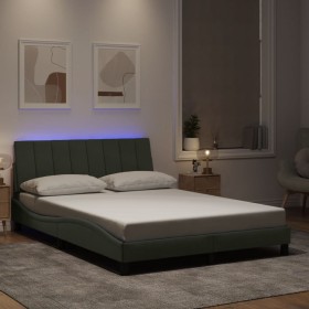Estructura cama con luces LED terciopelo gris claro 120x200