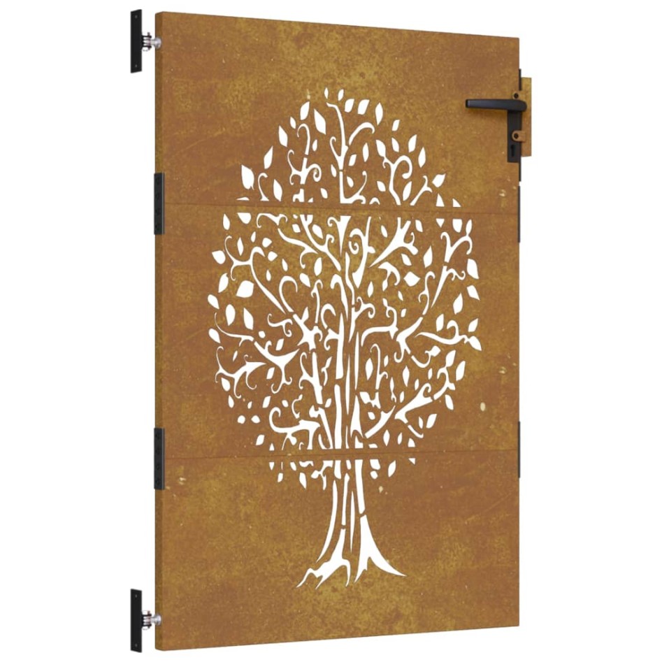 Puerta de jardín acero corten diseño árbol 85x125