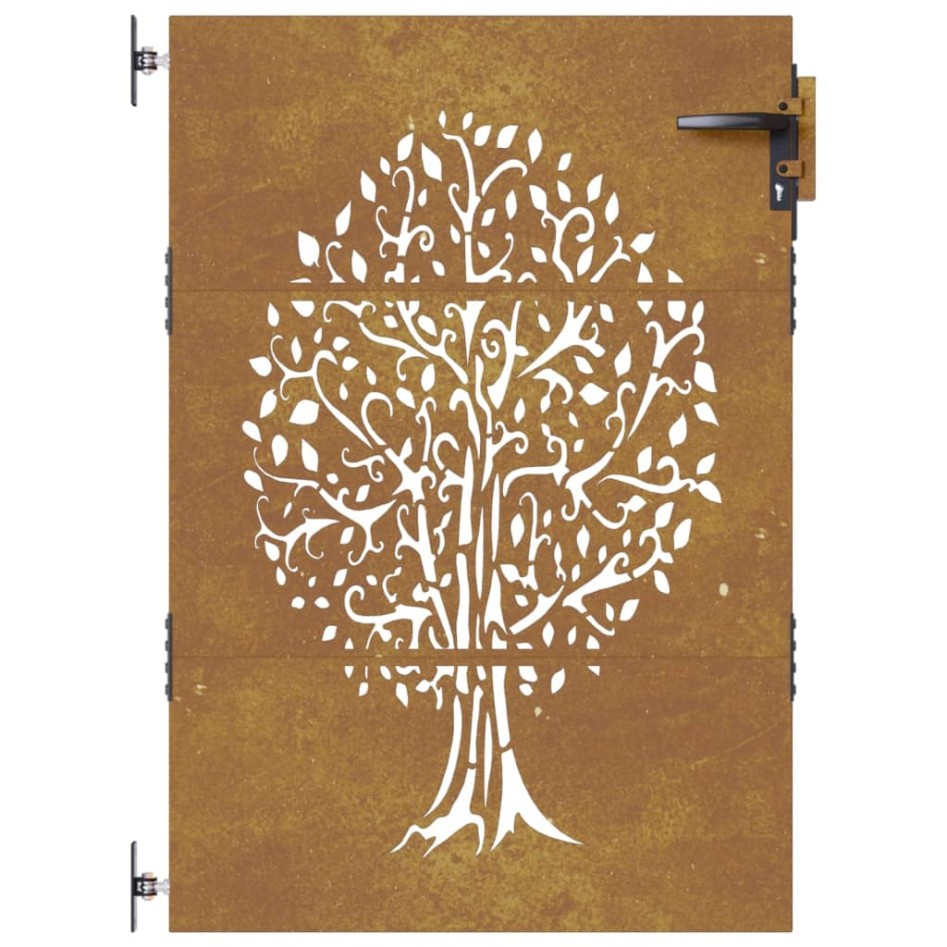 Puerta de jardín acero corten diseño árbol 85x125