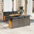 Set sofás jardín y cojines 7 pzas ratán sintético acacia