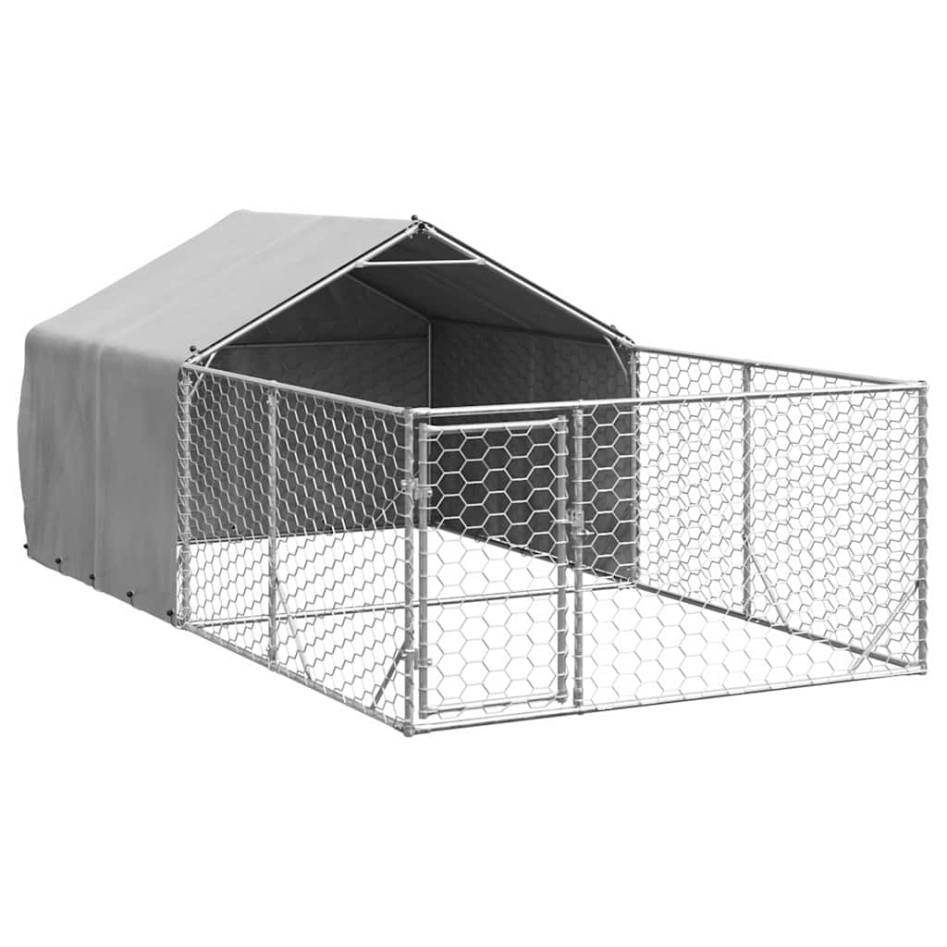 Caseta perros exterior con corral 4x2x1,5 m acero