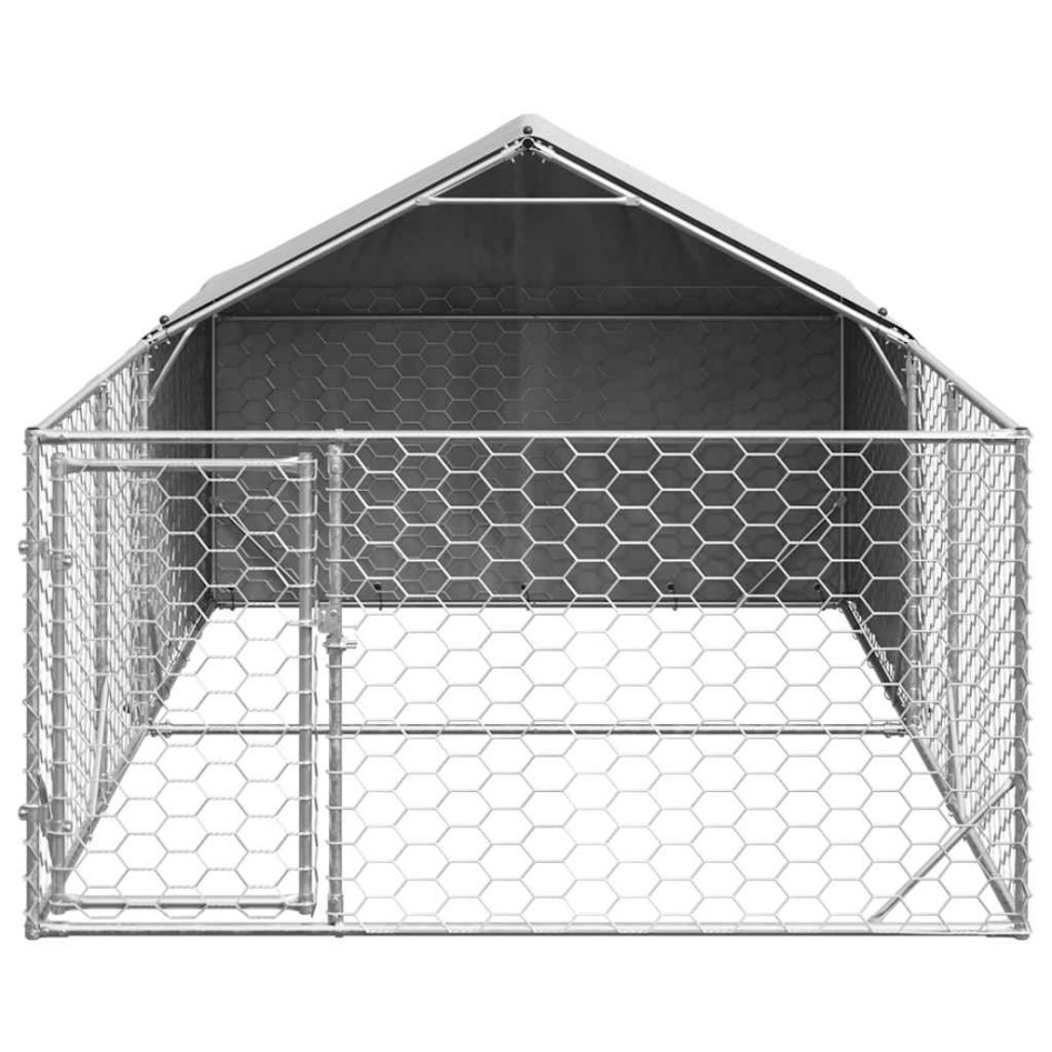 Caseta perros exterior con corral 4x2x1,5 m acero