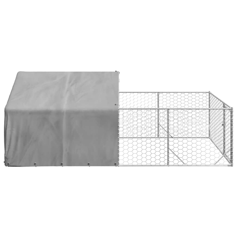 Caseta perros exterior con corral 4x2x1,5 m acero