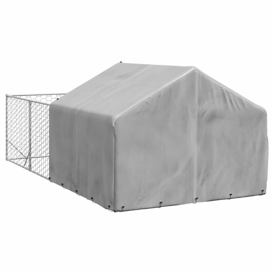 Caseta perros exterior con corral 4x2x1,5 m acero