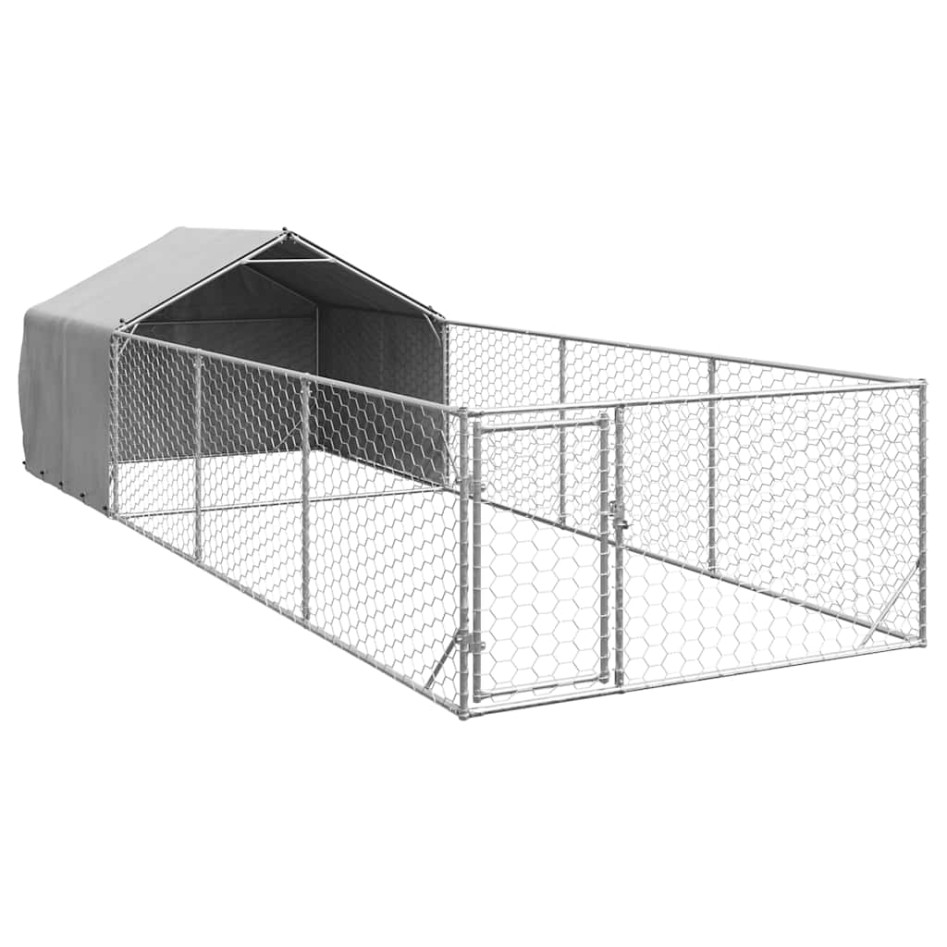 Caseta perros exterior con corral 7x2x1,5 m acero