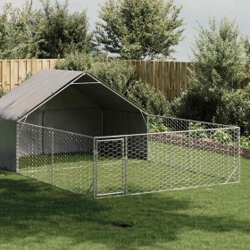 Caseta perros exterior con corral 6x3x1,9 m acero
