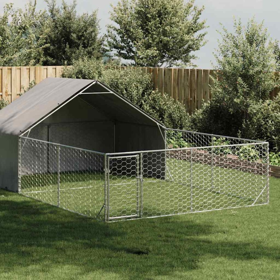 Caseta perros exterior con corral 6x3x1,9 m acero