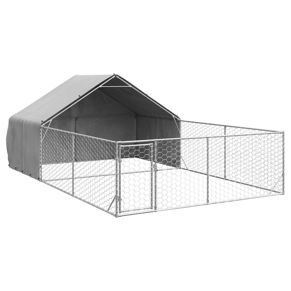 Caseta perros exterior con corral 6x3x1,9 m acero