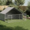 Caseta perros exterior con corral 3x3x1,9 m acero galvanizado