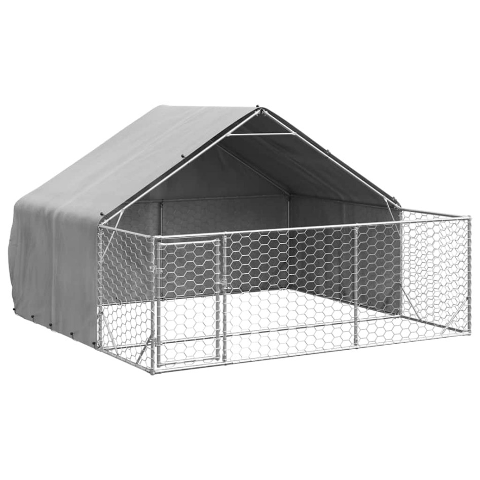Caseta perros exterior con corral 3x3x1,9 m acero