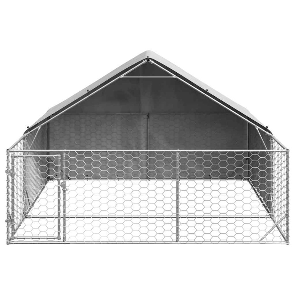 Caseta perros exterior con corral 3x3x1,9 m acero