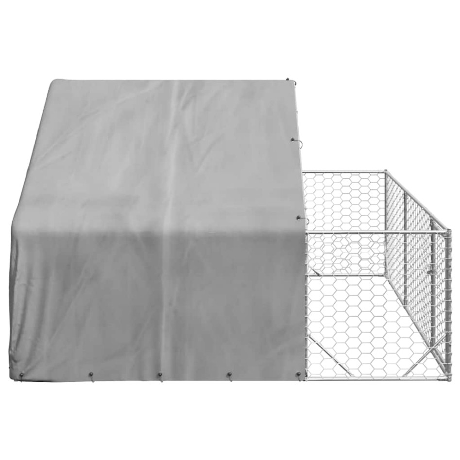 Caseta perros exterior con corral 3x3x1,9 m acero