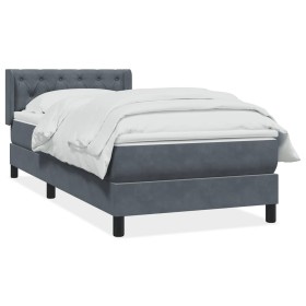 Cama box spring con colchón terciopelo gris oscuro 80x220
