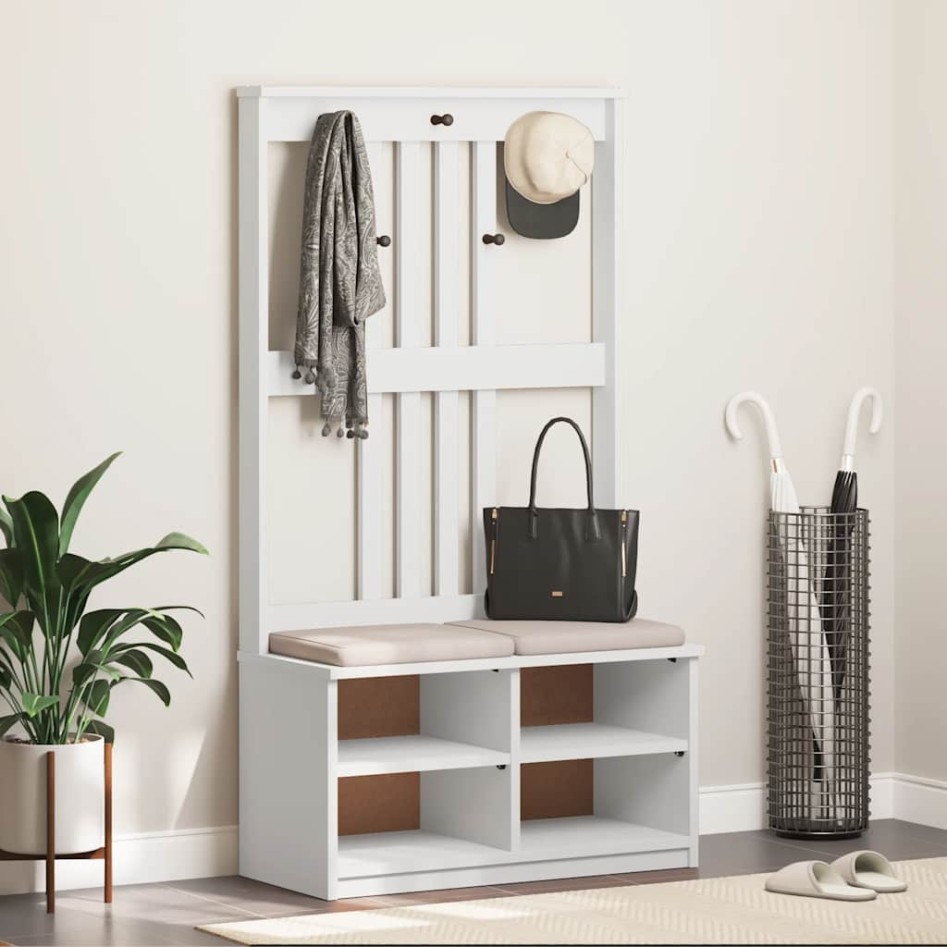 Perchero de entrada SANDENS madera pino blanco 87x40x159,5