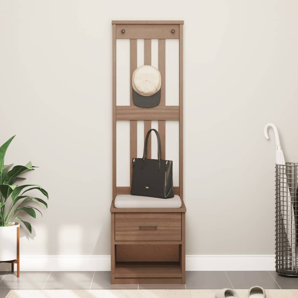 Perchero de entrada SANDENS 45x40x159,5cm madera maciza de