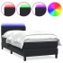 Cama box spring con colchón cuero sintético negro 80x220
