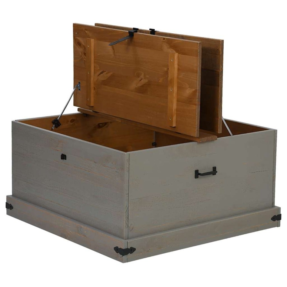 Baúl de almacenamiento HALDEN gris 91x91x47 cm madera