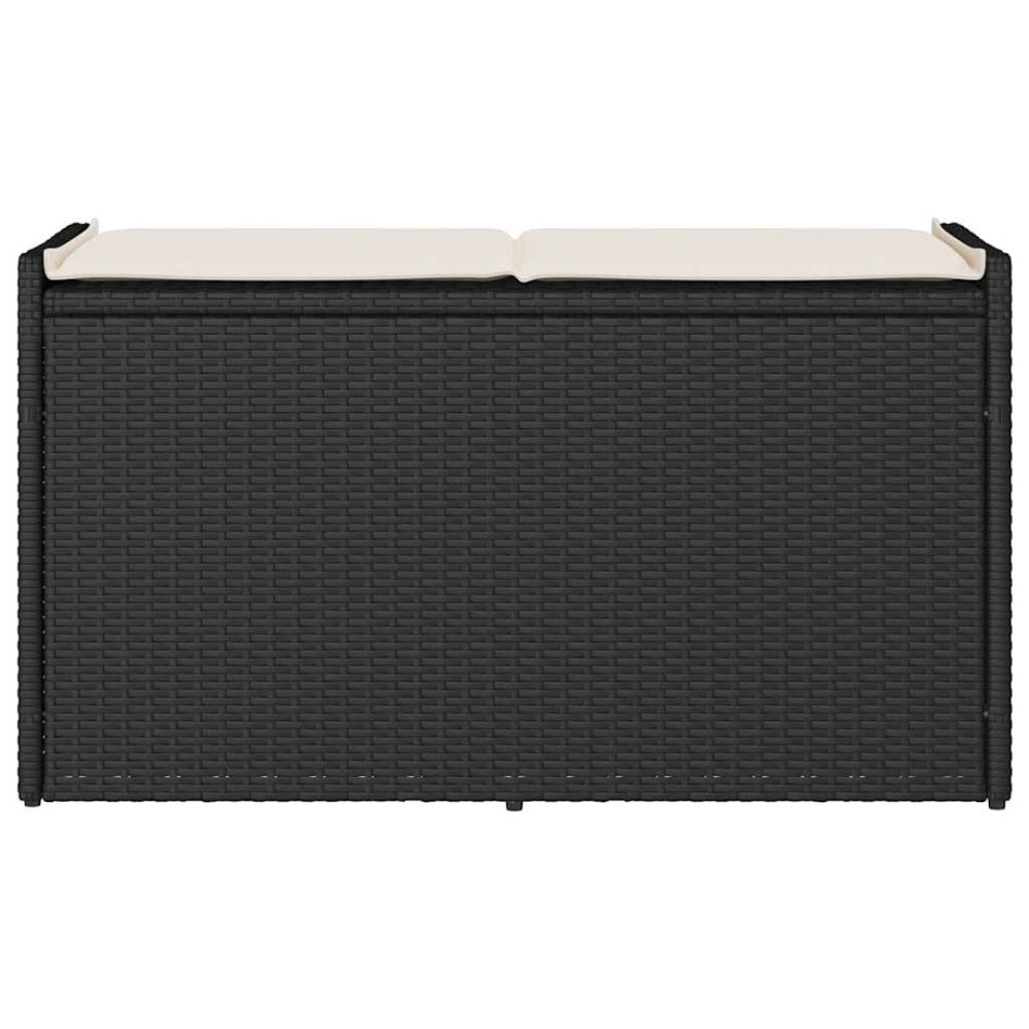 Banco de almacenaje con cojín ratán sintético negro 100