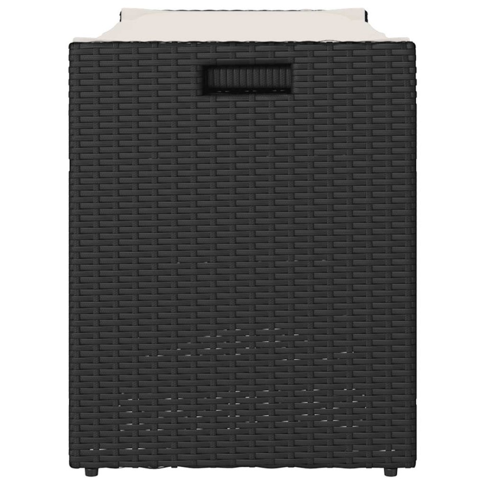 Banco de almacenaje con cojín ratán sintético negro 100