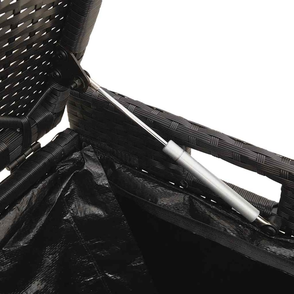 Banco de almacenaje con cojín ratán sintético negro 100