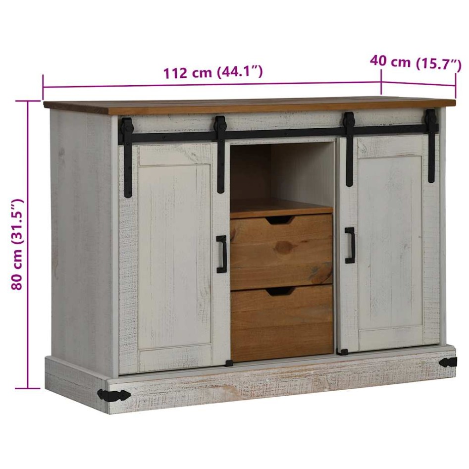 Aparador HALDEN 2 puertas correderas blanco 112x40x80