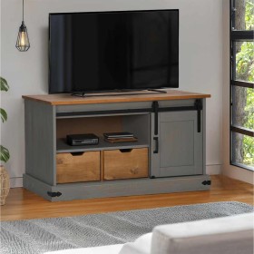 Mueble de TV HALDEN con puerta corredera gris 110x40x60