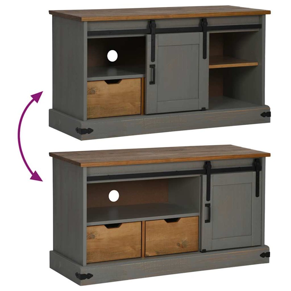 Mueble de TV HALDEN con puerta corredera gris 110x40x60