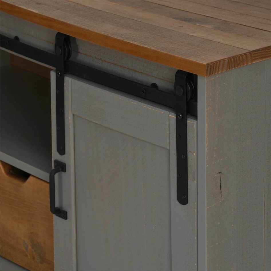 Mueble de TV HALDEN con puerta corredera gris 110x40x60