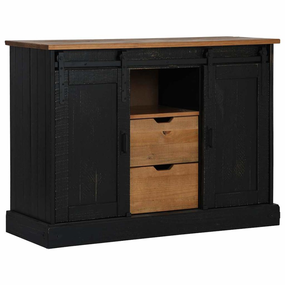 Aparador HALDEN 2 puertas correderas negro 112x40x80