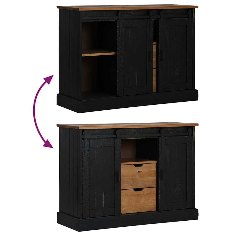 Aparador HALDEN 2 puertas correderas negro 112x40x80