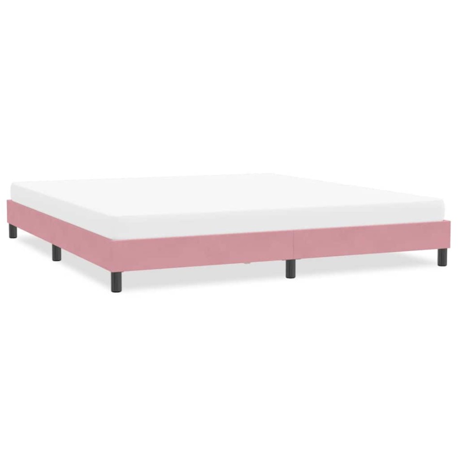 Estructura de cama sin colchón terciopelo rosa 200x210