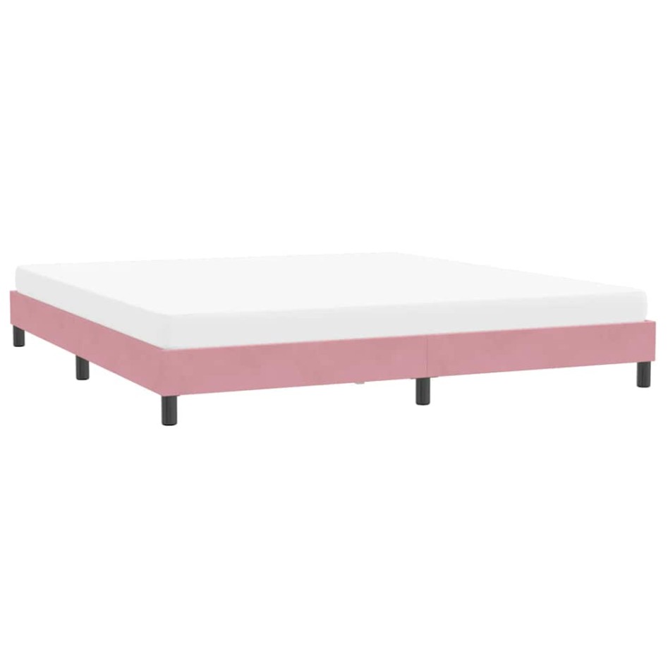 Estructura de cama sin colchón terciopelo rosa 200x210