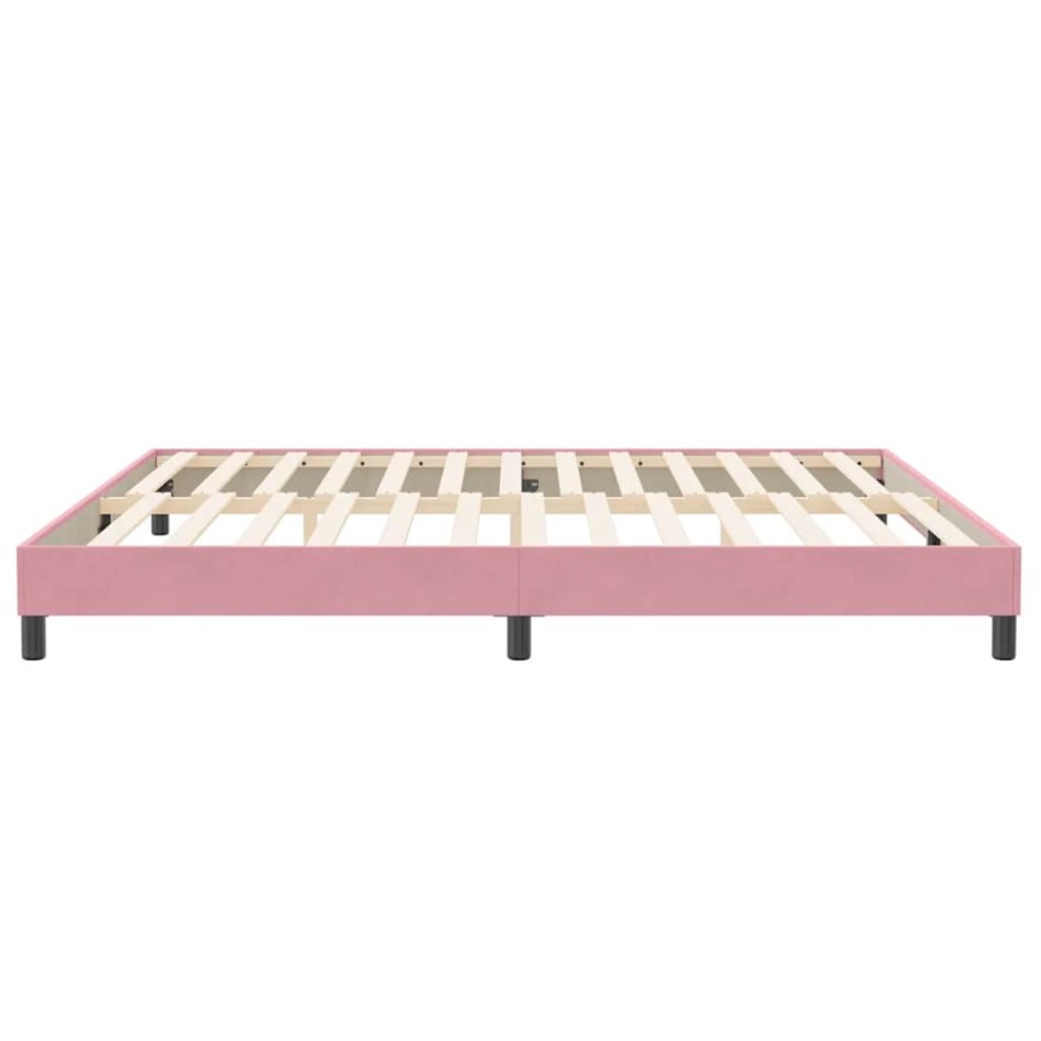 Estructura de cama sin colchón terciopelo rosa 200x210
