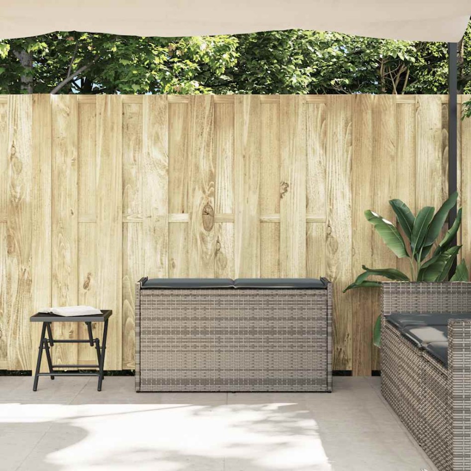 Banco de almacenaje con cojín gris 100 cm ratán