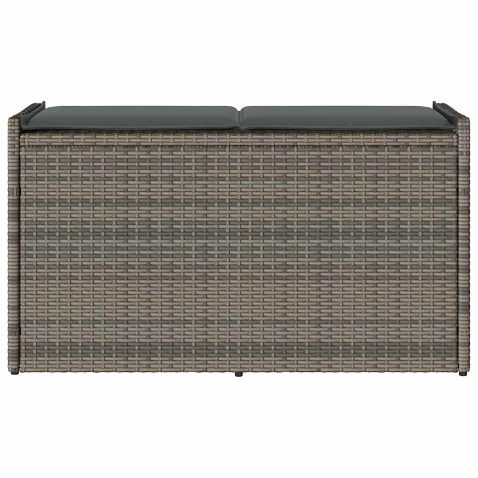 Banco de almacenaje con cojín gris 100 cm ratán