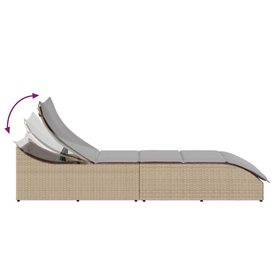 Tumbona plegable con cojín y espacio beige ratán