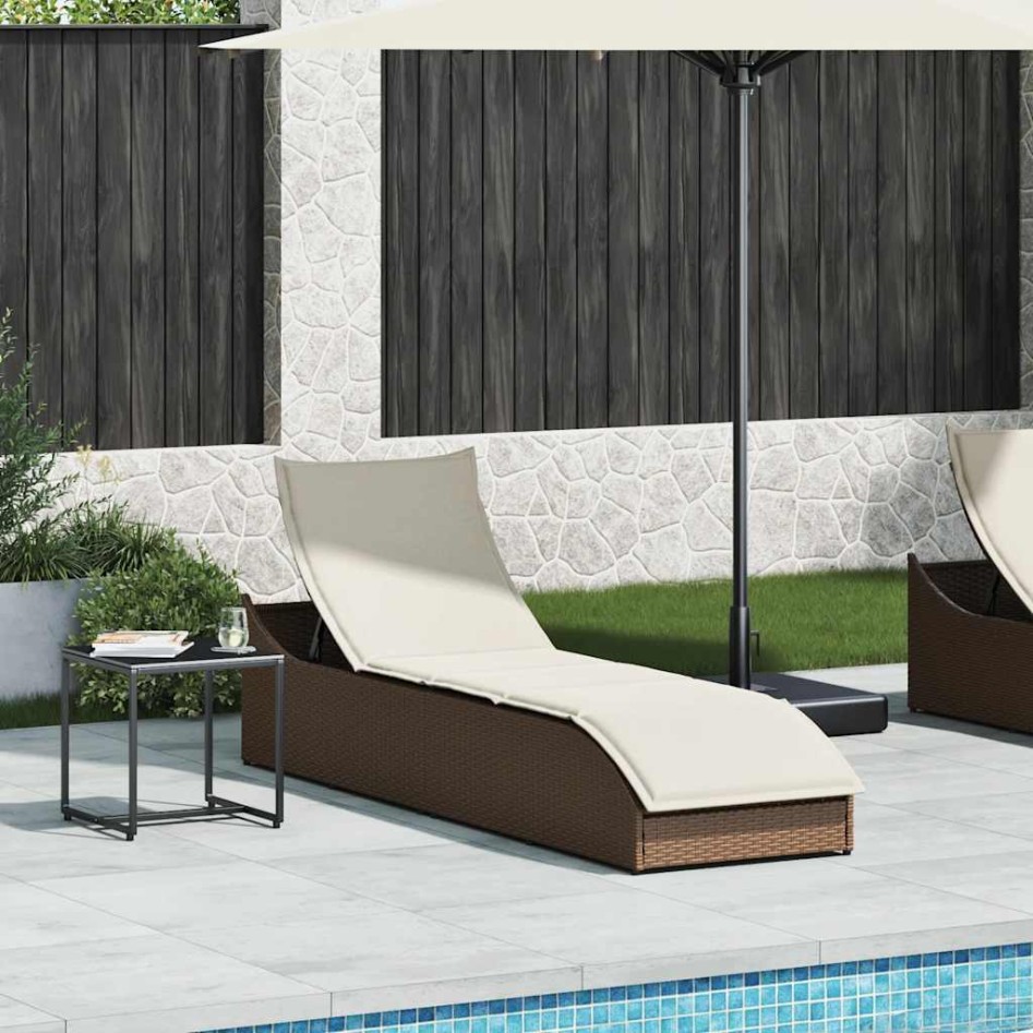 Tumbona plegable con cojín y espacio marrón ratán